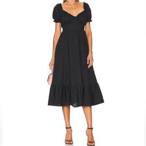 ASTR the Label Sweetheart Neck Tiered Ruffle Dress Black SZ Large